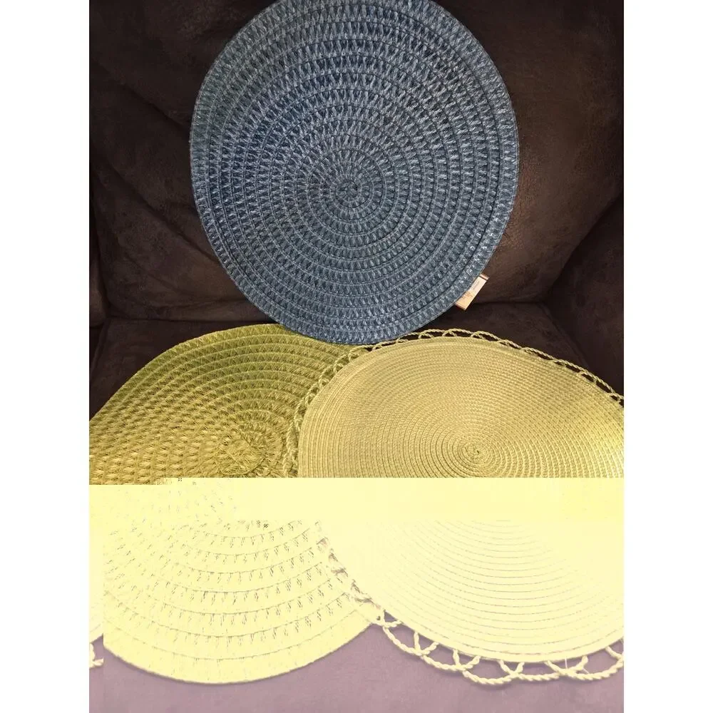 Mixed Placemat Lot of 11 Red Green Plaid Blue White Blush Round Rectangular Set